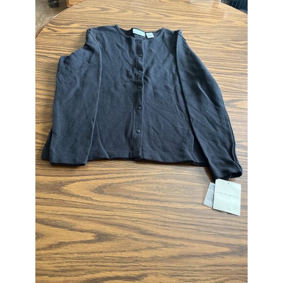 Croft & Barrow black button front long sleeved shirt size Medium NWT - Picture 1 of 7